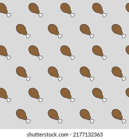 Crispy fried chicken seamless pattern, vector repeat wallpaper background - cartoon illustration doodle design