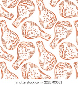 Crispy Fried Chicken Seamless Pattern vector scarf isolated repeat wallpaper tile background cartoon illustration doodle design