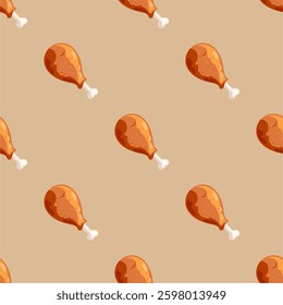Crispy Fried Chicken Seamless Pattern vector scarf isolated repeat wallpaper tile background cartoon illustration doodle design