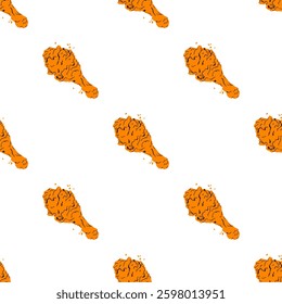 Crispy Fried Chicken Seamless Pattern vector scarf isolated repeat wallpaper tile background cartoon illustration doodle design