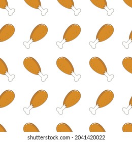 Crispy fried chicken seamless vector pattern, ideal for menus, cards, textile design, food packaging