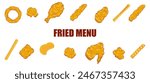 Crispy fried chicken. Various styles of fast food. Vector illustration. white background For easy menu editing and other users.