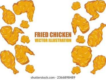 Crispy fried chicken. Various styles of fast food. Vector illustration. white background For easy menu editing and other users.