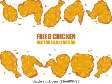 Crispy fried chicken. Various styles of fast food. Vector illustration. white background For easy menu editing and other users.