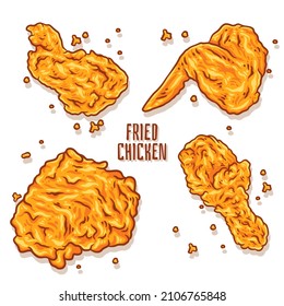 Crispy fried chicken vector illustration. Fried chicken illustration vector. Fast food