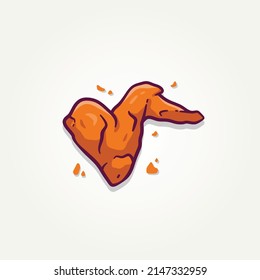 alas de pollo frito crujiente diseño de ilustración vectorial de icono plano. comida rápida alitas de pollo fritas diseño plano