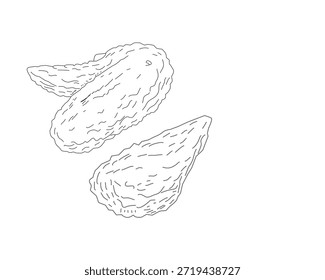 Crispy Fried Chicken Wings Line Art Illustration. Hand Drawn Chicken Wing Sketch. Black and White Minimal Food Outline for Menu, Packaging, Branding. Illustration Set