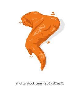 Crispy fried chicken wings Vector illustration isolated on white. 