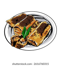 Crispy fried chocolate banana traditional cuisine vector image