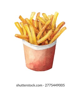 Crispy fried potato sticks in container
