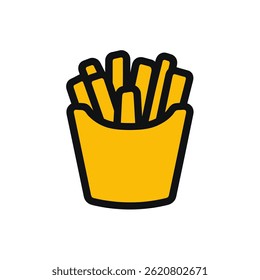 Crispy fries display inside paper container closeup