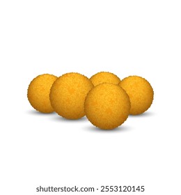 Crispy golden panipuri balls isolated on white background, iconic traditional indian street food snack, realistic vector object.