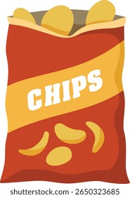Ilustração de saco de batatas fritas douradas crocante

