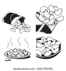 Crispy golden potato chips food
