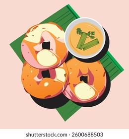 Crispy Medu Vada Vector Illustration with Traditional South Indian Breakfast and Coconut Chutney Design