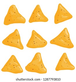Crispy Mexican nachos chips. Vector illustration