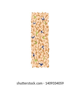 Crispy muesli from puffed rice close-up. Vector illustration on white background.