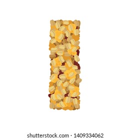 Crispy muesli with raisins and cereal close-up. Vector illustration on white background.