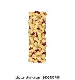 Crispy muesli raisins close-up. Vector illustration on white background.