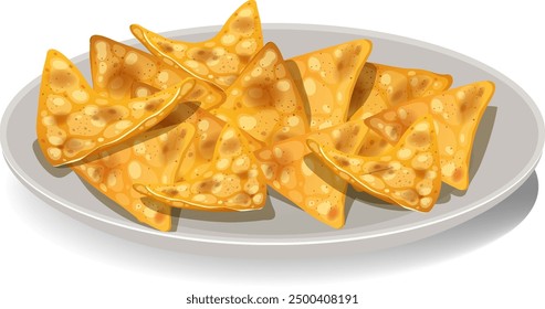 Crispy nachos served on a white plate