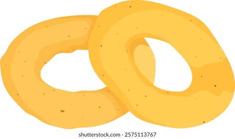 Crispy Onion Ring Puff Snacks Illustration Isolated on White Background