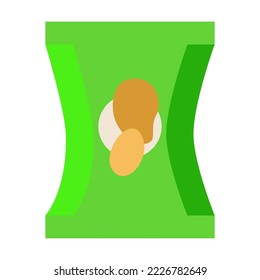 Crispy potato chips isolated on white background. Colorful junk food package. Cartoon vector illustration. Fast food, plastic, product package concept