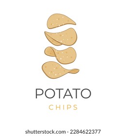 Crispy Potato Chips Stack Illustration Logo