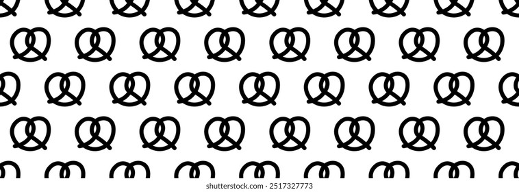 Crispy pretzel icon on white and black background. Traditional pastry for the holiday.