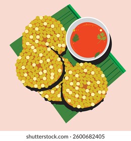 Crispy Sabudana Vada Vector Illustration with Traditional Indian Snack and Tea Time Street Food Design