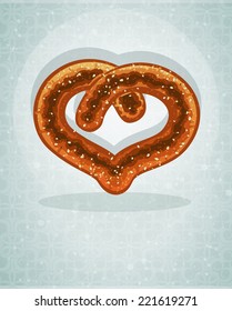 Crispy salted german pretzel on abstract background. Oktoberfest Symbol