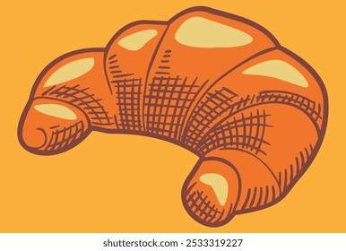 Ilustración vectorial crujiente y sabrosa de croissant