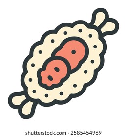 Crispy tempura roll with sauce isolated
