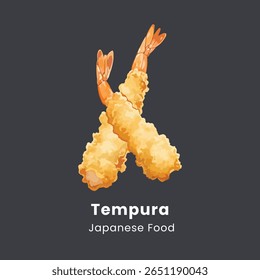 Camarão de Tempura crocante Ilustração de cozinha japonesa