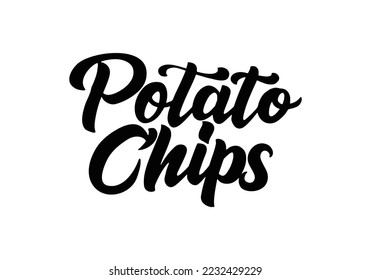 Crispy text, lettering quote hand drawn creative concept for your business. Chips modern style, product. Vector illustration.