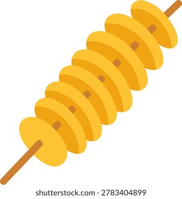 Crispy tornado potato snack illustration on stick