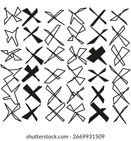 Criss cross pattern. Abstract geometric texture. Chaotic Vector illustration. Black white background. EPS 10.