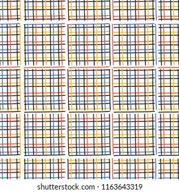 Criss Cross Weave Hand Drawn Vector Pattern Background, Abstract Seamless Stripes Grid Illustration for Memphis Fashion Prints, Textiles, Stationery, Wallpaper, Geometric Backdrops ,Trendy Home Decor
