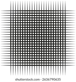 Crisscross line pattern. Optical illusion shape. Abstract vector geometry. Monochrome linear texture.