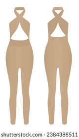 Crisscross woman jumpsuit. vector illustration