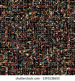 Criss-crossing, jagged lines intertwined, creating modern, augmenting pattern on black base