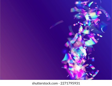 Cristal Background. Falling Sparkles. Glamour Art. Purple Shiny Effect. Laser Burst. Iridescent Tinsel. Digital Foil. Metal Vaporwave Backdrop. Violet Cristal Background