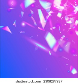 Cristal Background. Luxury Art. Birthday Glare. Bright Foil. Iridescent Glitter. Party Design. Pink Retro Effect. Shiny Multicolor Sunlight. Blue Cristal Background