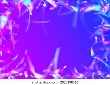 Cristal Background. Party Prismatic Backdrop. Holographic Texture. Flying Foil. Pink Shiny Glitter. Modern Art. Transparent Glare. Disco Banner. Blue Cristal Background