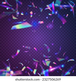 Cristal Background. Surreal Art. Laser Festival Wallpaper. Glamour Foil. Carnival Tinsel. Light Glitter. Blur Flyer. Violet Retro Confetti. Blue Cristal Background