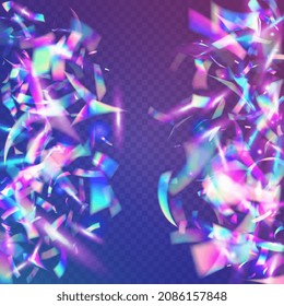 Cristal Background. Surreal Foil. Transparent Texture. Glamour Art. Purple Party Glitter. Retro Prism. Shiny Realistic Wallpaper. Kaleidoscope Tinsel. Violet Cristal Background