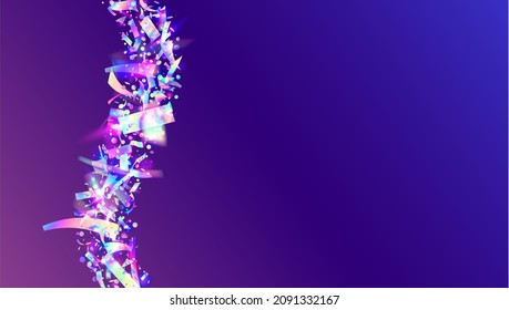 Cristal Background. Transparent Glare. Retro Prism. Luxury Foil. Fantasy Art. Blue Disco Effect. Blur Celebrate Illustration. Light Sparkles. Violet Cristal Background