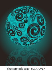 cristal ball with spirals in blue