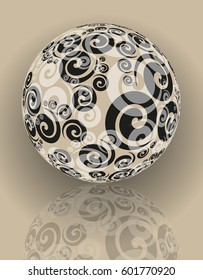 cristal ball with spirals in ivory and black