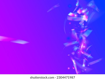 Cristal Confetti. Glamour Art. Blue Party Effect. Shiny Abstract Backdrop. Fantasy Foil. Kaleidoscope Background. Laser Prism. Falling Texture. Purple Cristal Confetti