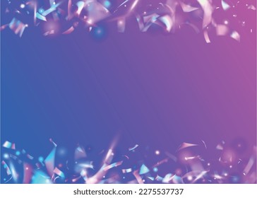 Cristal Confetti. Luxury Art. Metal Flyer. Party Multicolor Illustration. Violet Retro Texture. Transparent Tinsel. Festive Foil. Holographic Sparkles. Purple Cristal Confetti